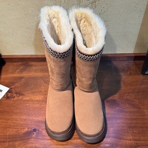 Cozy UGG Tan Tall Shearling-Lined Boots